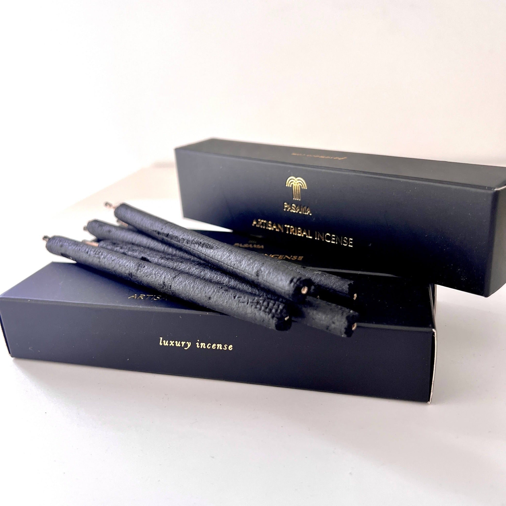 Frankincense incense cubby sticks in black and gold gift box