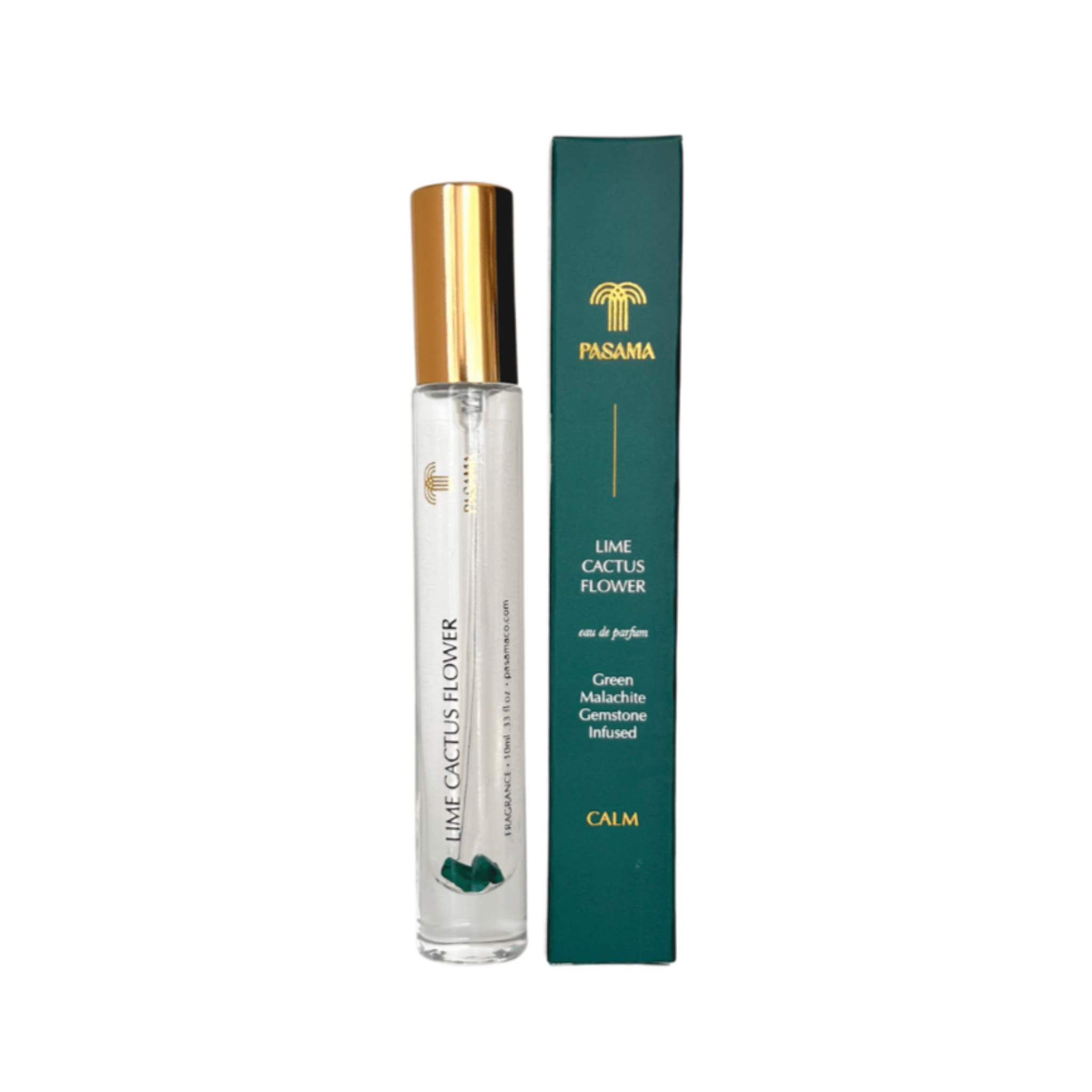 Lime cactus flower mini perfume with malachite crystal inside