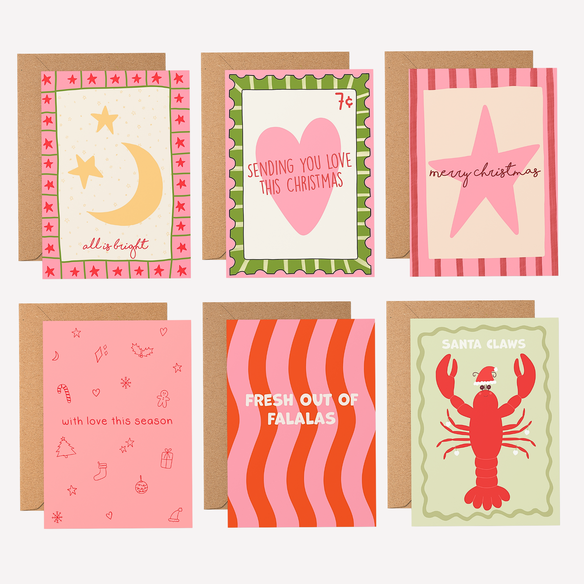 Christmas Card Box Set: 6 Pack Greeting Cards- Festive Edit