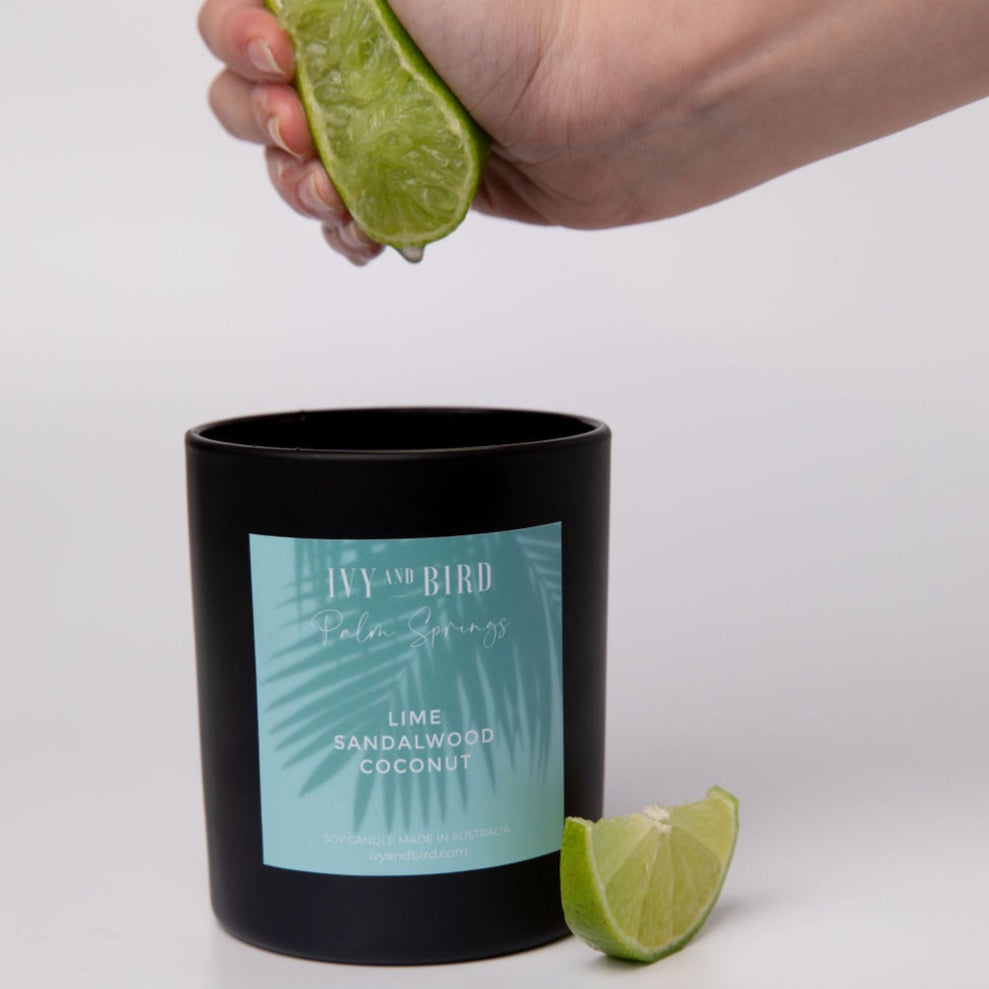 LIME SANDALWOOD & COCONUT SOY CANDLE - PALM SPRINGS