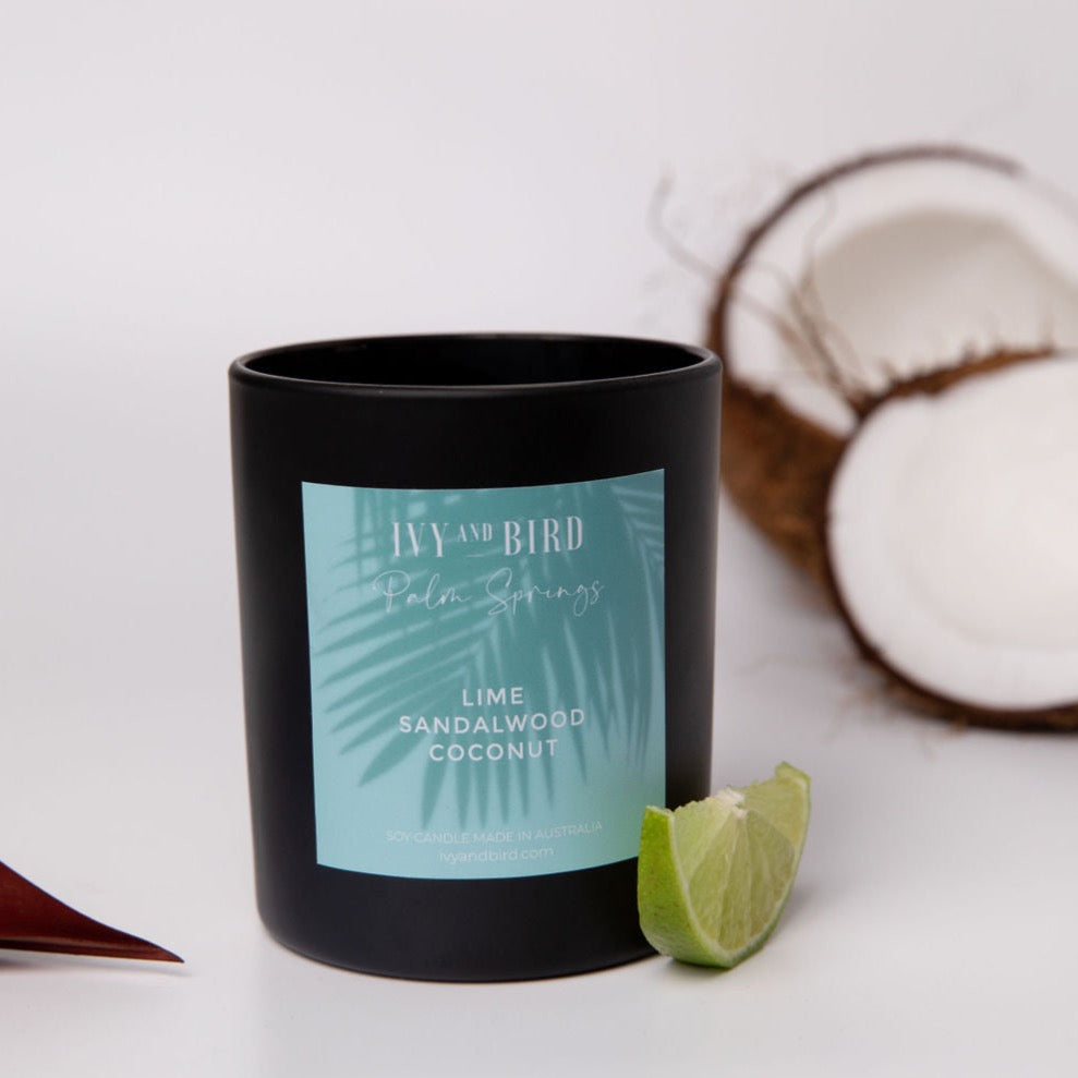 LIME SANDALWOOD & COCONUT SOY CANDLE - PALM SPRINGS