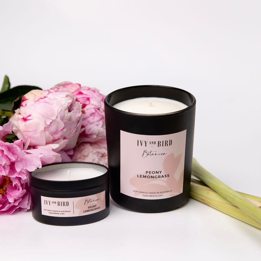 PEONY ROSE & LEMONGRASS SOY CANDLE - BOTANICA