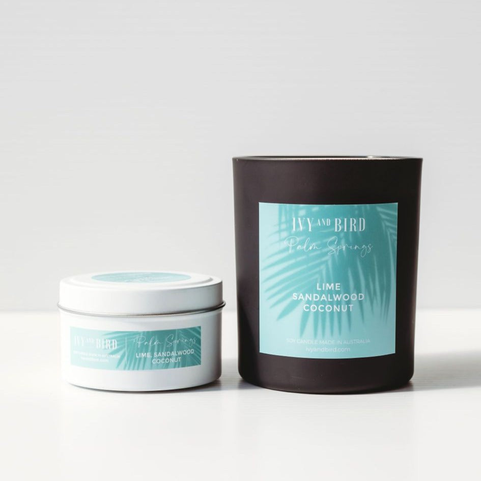 LIME SANDALWOOD & COCONUT SOY CANDLE - PALM SPRINGS