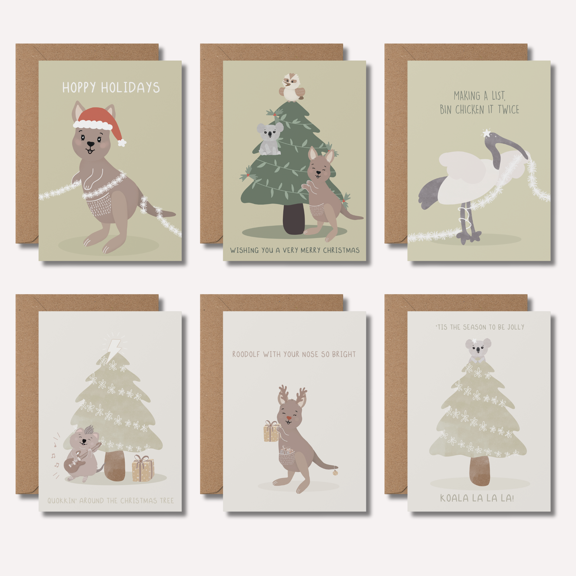 Christmas Card Box Set: 6 pack Aussie Holiday Greeting Cards