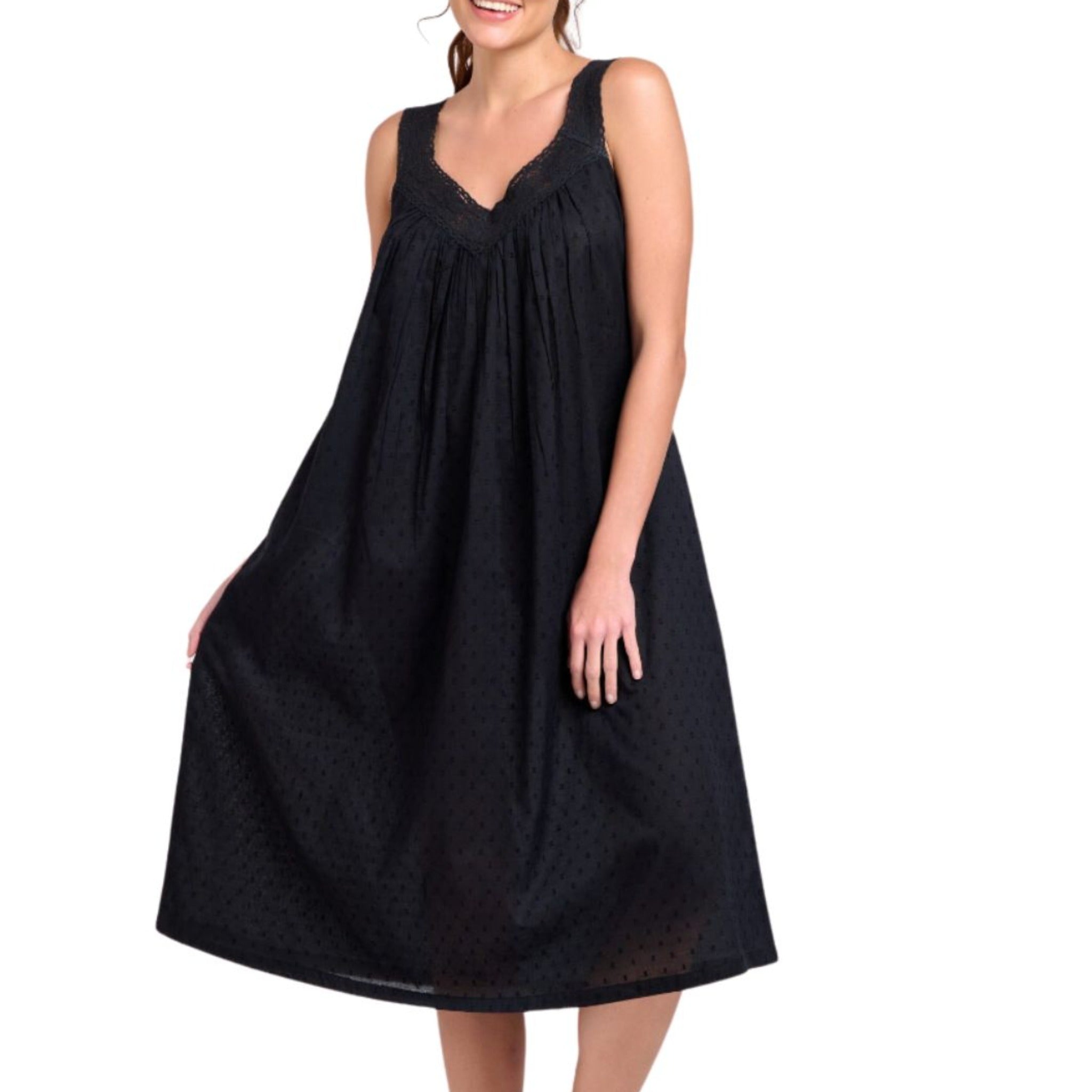black nightgown - lightweight cotton - large sizes - ships from Australia 
