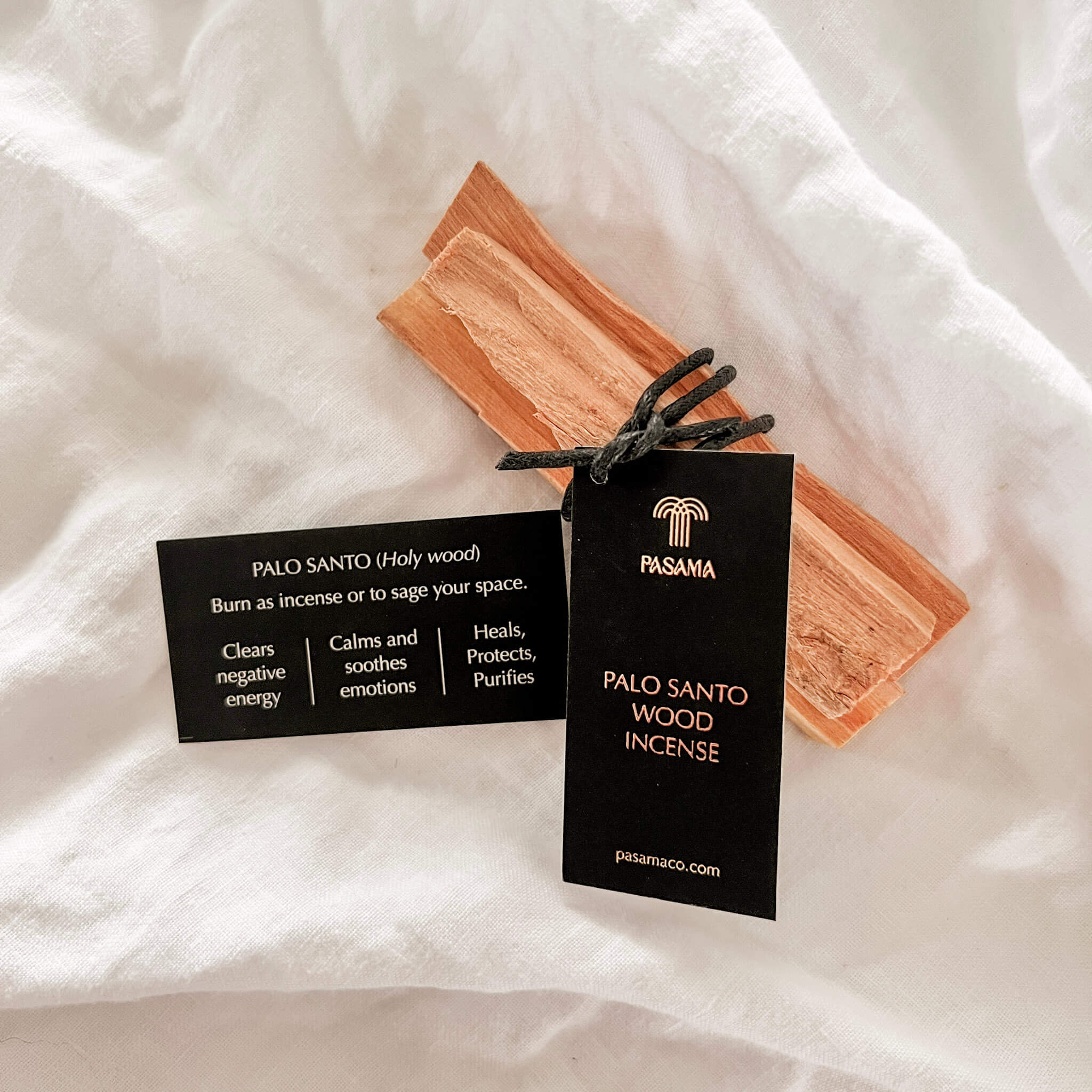 incense of palo santo bundle of 3 with written meaning on card